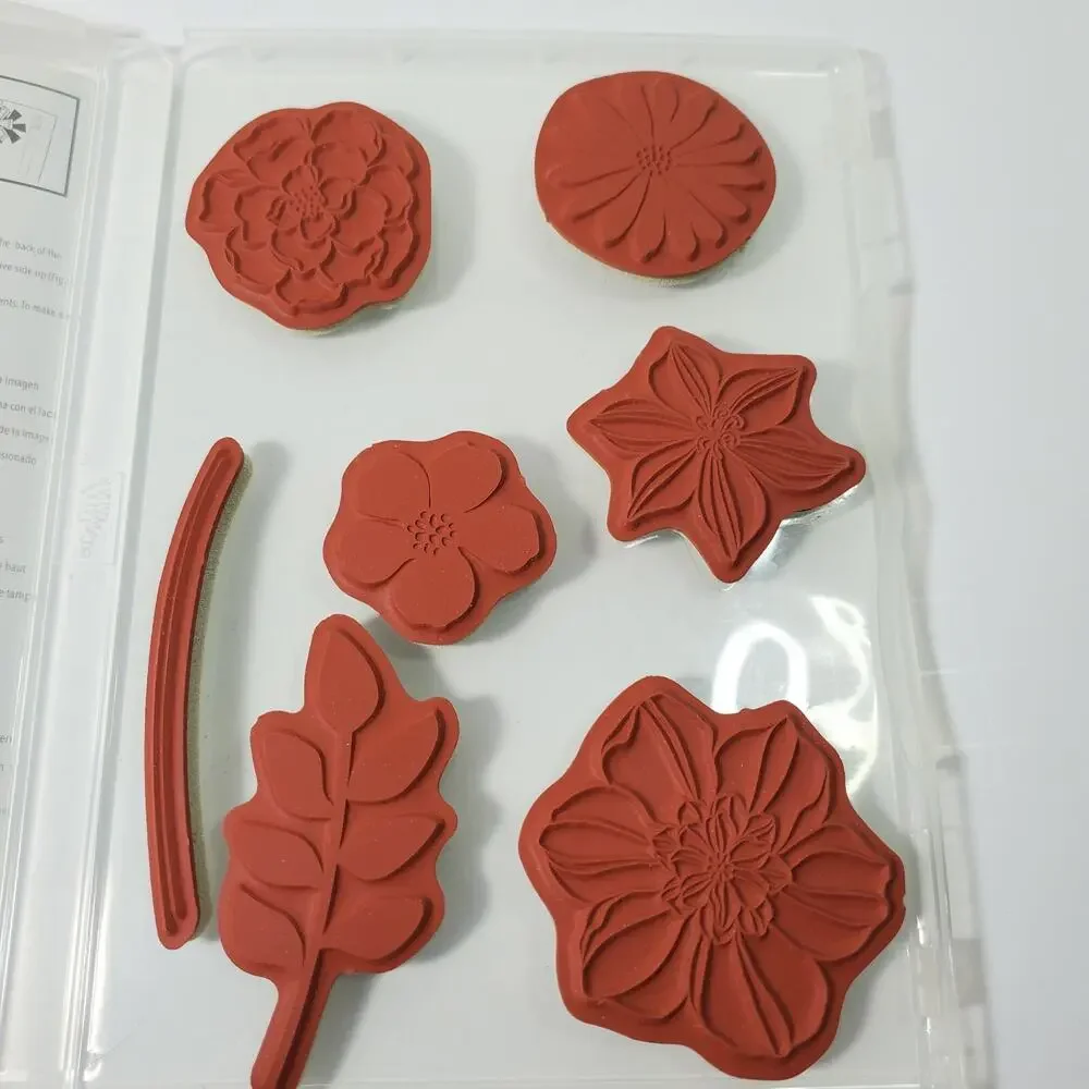 STAMPIN UP Secret Garden Stamp Set 7 pieces #129144 Flowers Leaves Floral Stem